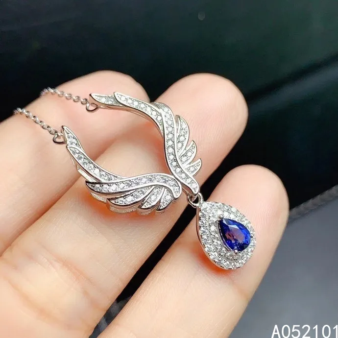 

KJJEAXCMY fine Jewelry 925 Sterling Silver Natural sapphire Girl new elegant Pendant Necklace chain Support Test Chinese style