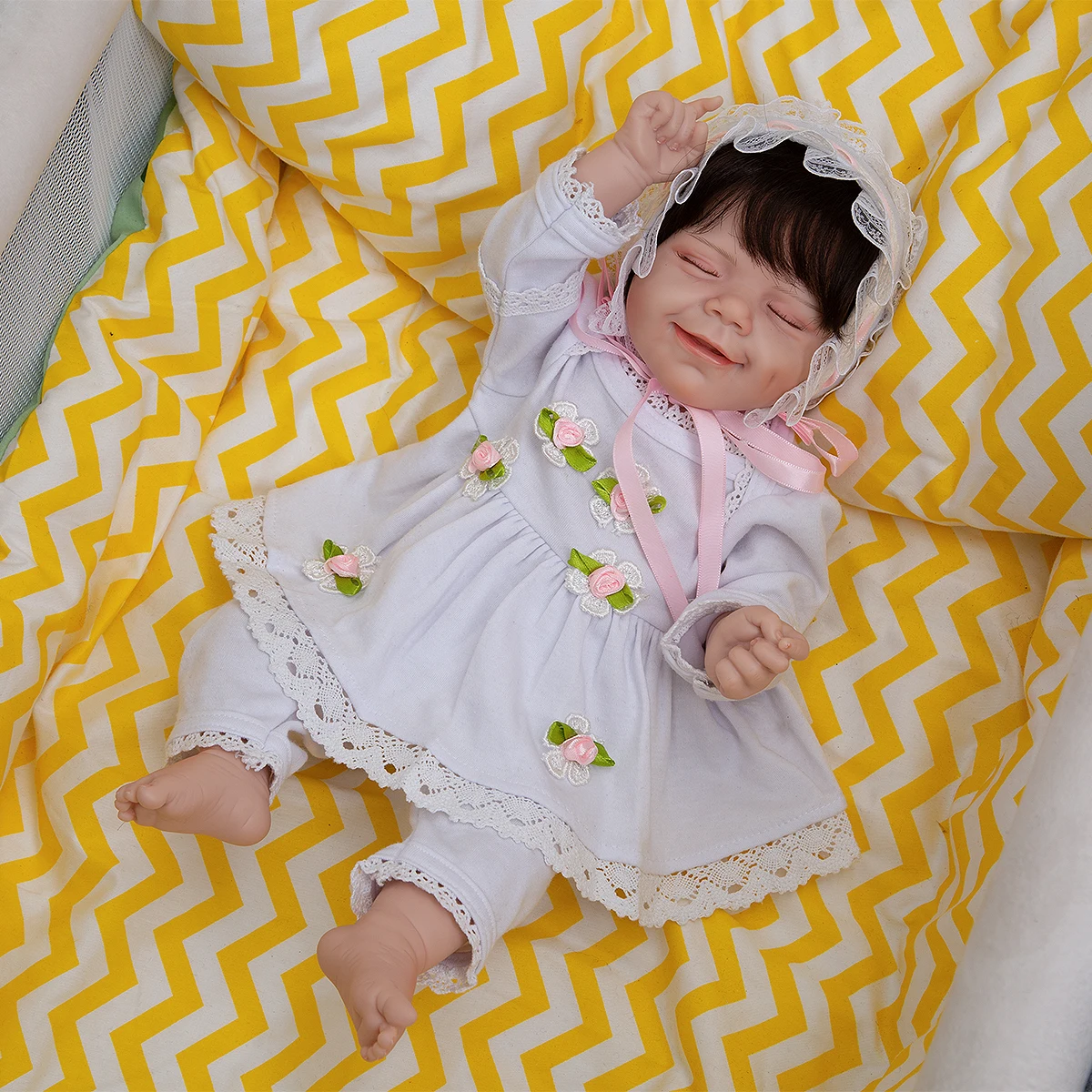 KEIUMI 19 Inch Rooted Fiber Hair Full Silicone Bonecas Reborn White Coat Well Packaged Reborn Doll For Birthday Gift