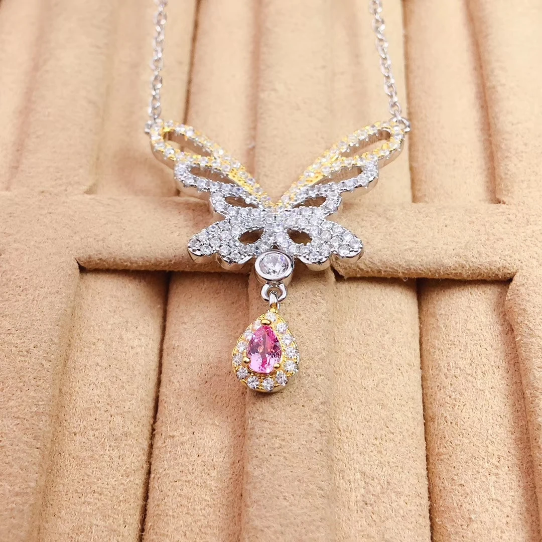 

CoLife Jewelry 925 Silver Pink Sapphire Pendant for Party 3*4mm Natural Sapphire Necklace Pendant Silver Swing Sapphire Pendant