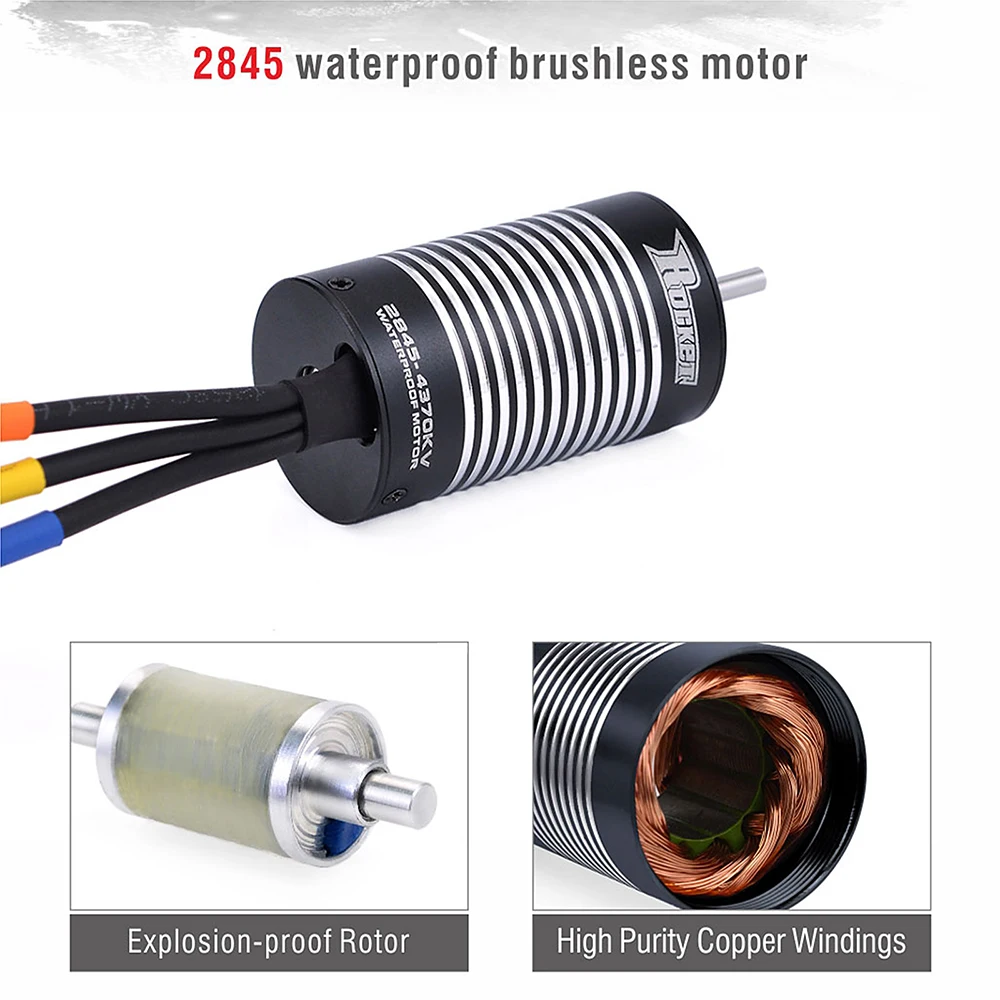 Rocket 2845 Waterproof Brushless Sensorless Motor 3100KV 3800KV 4370KV 5000KV for 1/12 1/14 2S RC Car and 3S Racing Car