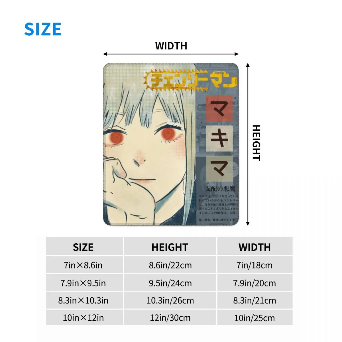 Chainsaw Man Makima แผ่นสแควร์ลื่นยาง Mousepad สำหรับเกมโต๊ะคอมพิวเตอร์ Harajuku Anime Manga Mouse mat