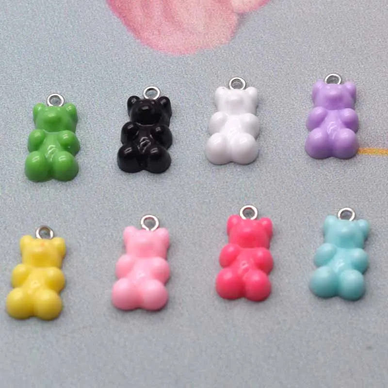 10pcs 11*21mm Candy Color Mini Bear Charms For DIY Decoration Earrings Necklace  Fashion Jewelry Accessories