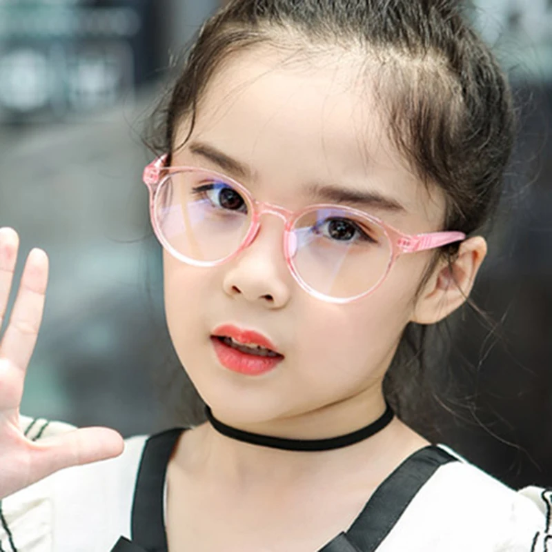 2020 new round frame anti blue light glasses Plain glasses children radiation protection for kid Computer phone Online course