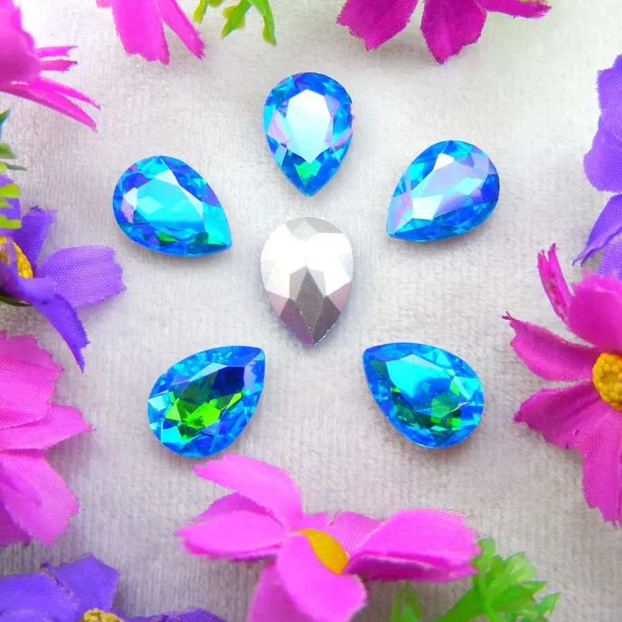 AB Farben 7 Größen Wassertropfen Tränenform Glas-Kristalle zum Aufkleben Strass-Ornament DIY-Verzierung – Detail 17