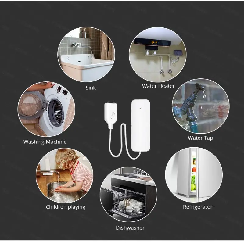 TYSH Tuya Home Alarm Water Leakage Alarm Independent WIFI Water Leak Sensor Detector Flood Alert Overflow Security Alarm System
