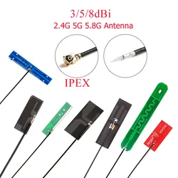 5PCS 2.4Ghz 4G 5G WIFI Internal Antenna FPC PCB 5dBi 8dBi IPX IPEX Connector Solder Omni Buletooth Antenna 3dBi IEEE b/g/n WLAN