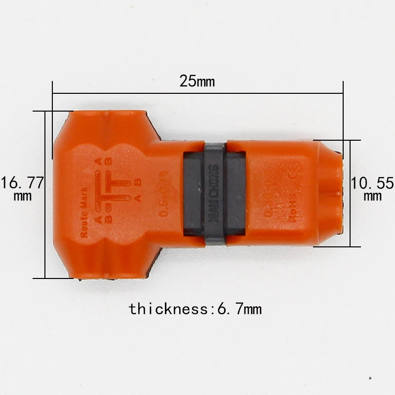 5pcs 2 Pin 2 Way dc/ac 300v 10a Universal Compact Wire Wiring Connector T SHAPE Conductor Terminal Block With Lever AWG 18-24