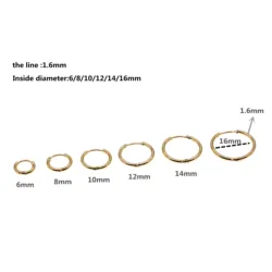 Gold-color IP Plating 316 Stainless Steel Round Small Size 6mm Hoop Earrings No Fade Allergy Free Classical Brief Style
