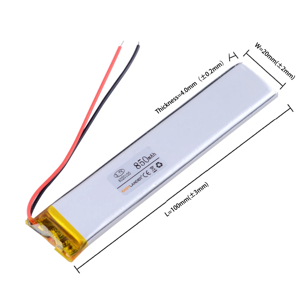 3.7V 850mAh 4020100 Rechargeable Lithium Li-ion Polymer Battery for 7 inch 8 inch 9inch Tablet PC