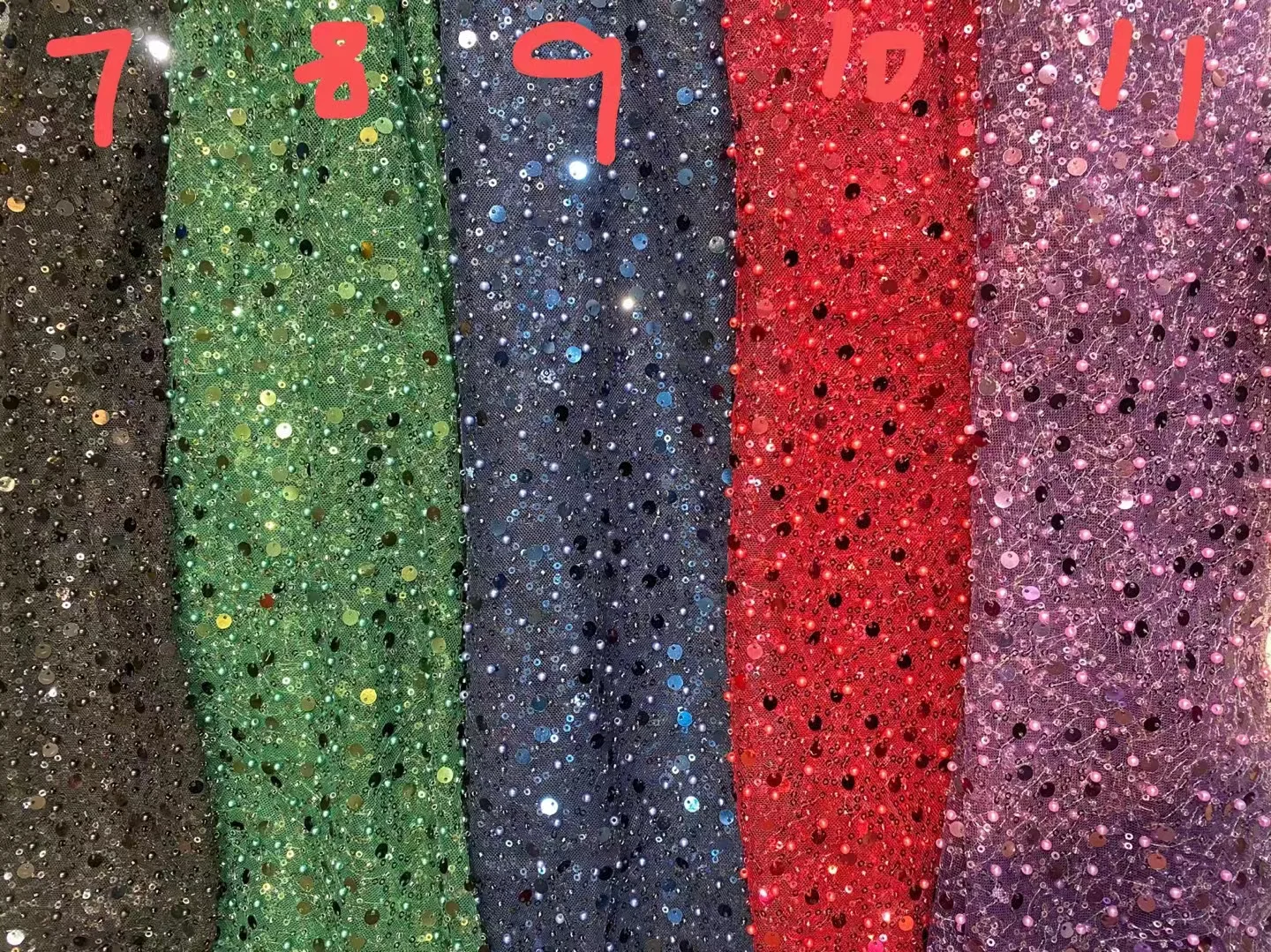 17 Colors High Quality Beaded Sequins Pearls French Tulle Lace Fabrics Wedding Dress Polyester Mesh European Style Factory Price