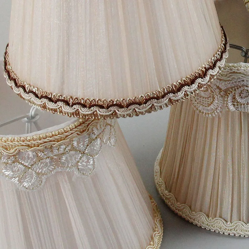 Luxury Style Pleated Lace Lampshade,Small Fabric Ceiling Chandelier Wall Light Table Lamp Cover,Clip on