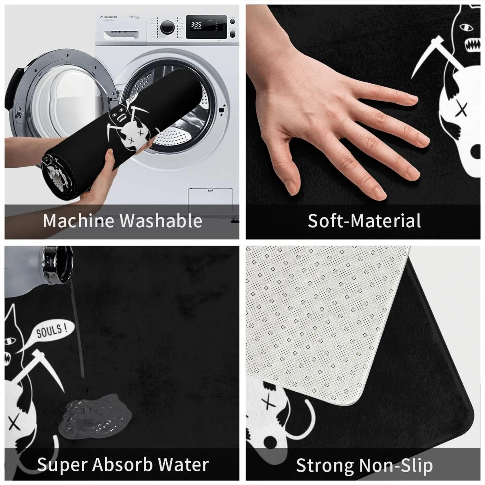 القط حصلت على روحك؟ هدية السجاد حصيرة البساط وسادة لينة القطط الجمجمة الجماجم الهيكل العظمي الهياكل العظمية قاتمة ريبر قاتمة ريبر الظلام #4