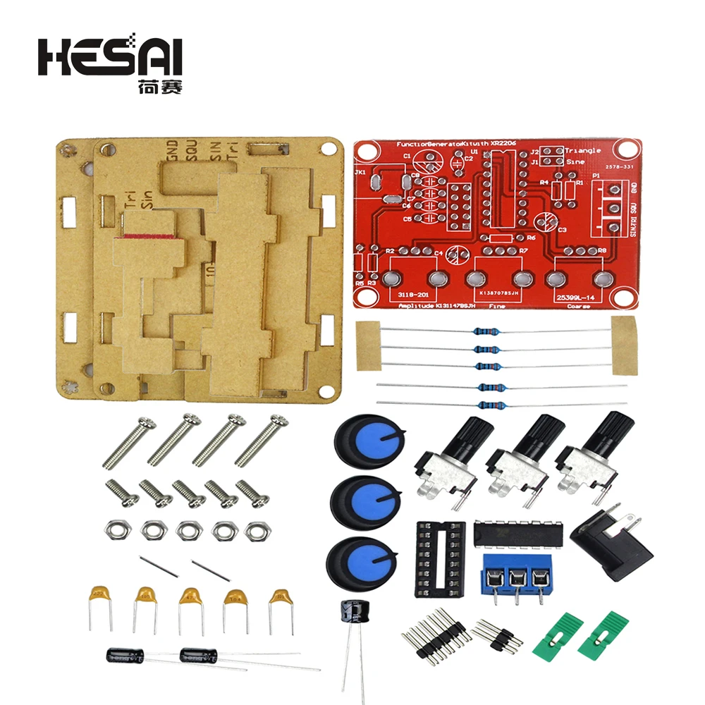 Function Signal Generator DIY Kit Sine/Triangle/Square Output 1Hz-1MHz Signal Generator Adjustable Frequency Amplitude XR2206