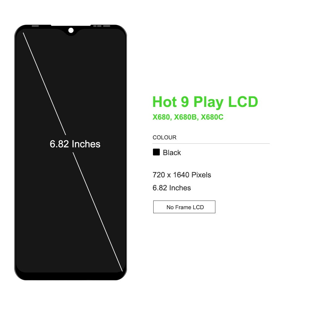 NEW For Infinix Hot 9 Play LCD Display with Touch Screen Digitizer Assembly For Infinix Hot9Play X680,X680B,X680C Display