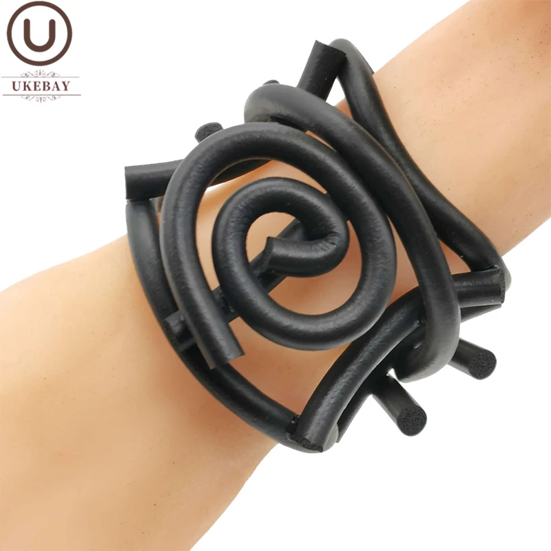 UKEBAY New Punk Bangles For Women Charm Bracelet Handmade Jewelry Black Chain Gothic Bracelet Adjustable Chains Rubber Jewellery