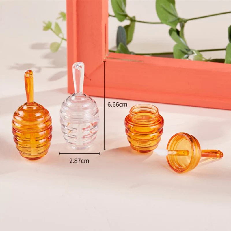 Tubo de brillo de labios de panal de abeja de 9ML, contenedores de brillo de labios de plástico ámbar transparente, botella Mini vacía, contenedor de cosméticos, herramienta de bricolaje