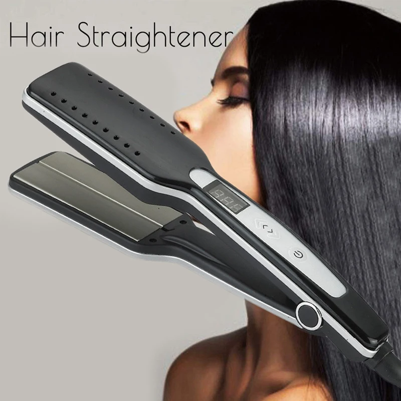 

Kemei Wide Plate Hair Iron Ceramic Flat Iron Professional Anion Hair Straightener Wet and Dry Straightening Iron LED Display