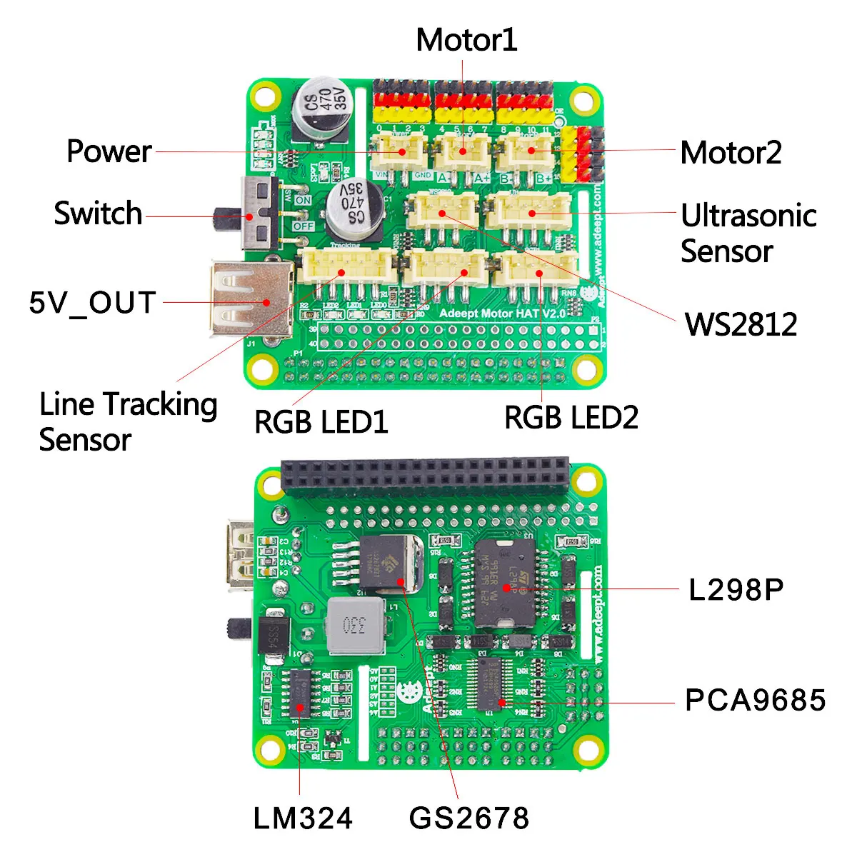 Imagem -05 - Rasptank-kit Robô Inteligente sem Fio Carro Wi-fi para Raspberry pi Modelo b Mais b Tanque Robô de Esteira com Braço Robótico 4-dof