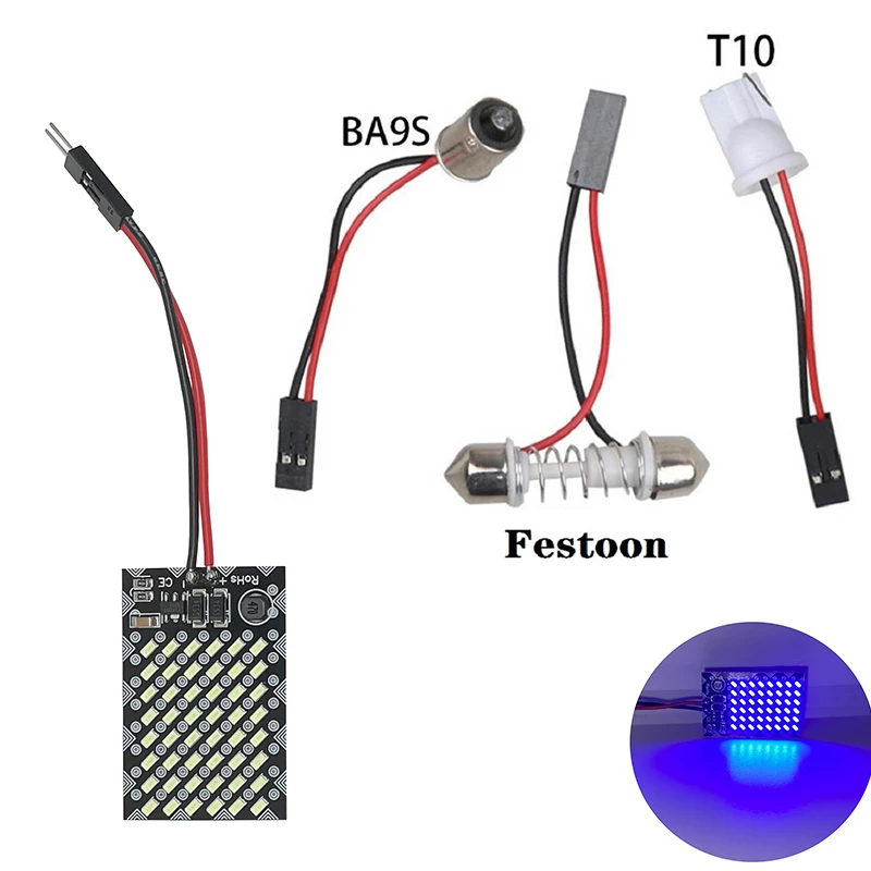 1pcs DC12V-24V 48SMD Warm White T10 BA9S Festoon W5W T4W Led Car 31 36 39 41 Mm Dome Light Interior Reading Panel Map Lamp Bulb