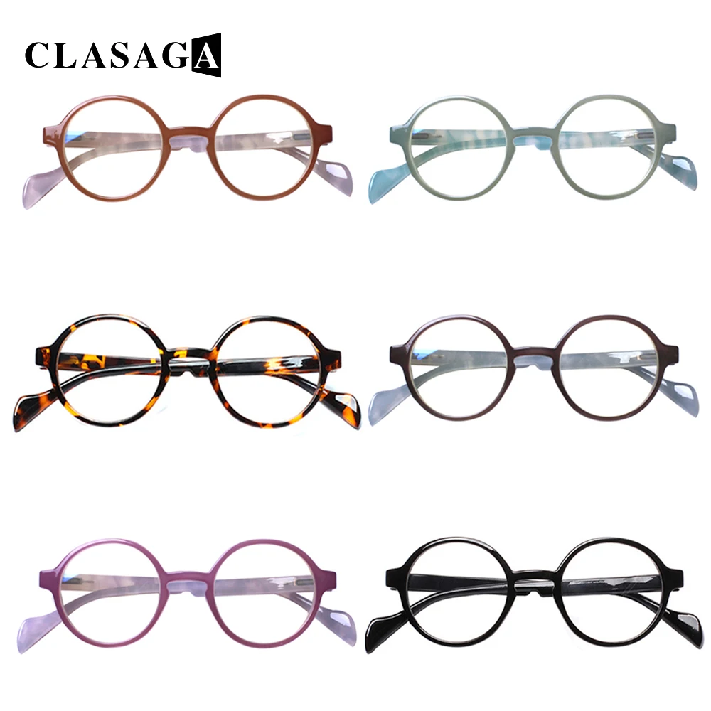 

CLASAGA Round Retro Reading Glasses With Spring Hinge High Quality Blue Light Blocking Computer Reader Prescription Eyeglasses