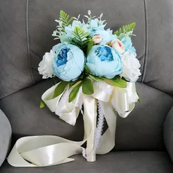 Hada Azul con rubor y ramo blanco, accesorios de boda, ramos de novia