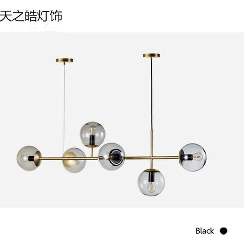 

Modern LED chandelier lighting dining room glass ball hanging lights Nordic living room pendan lamp bar iron fixtures