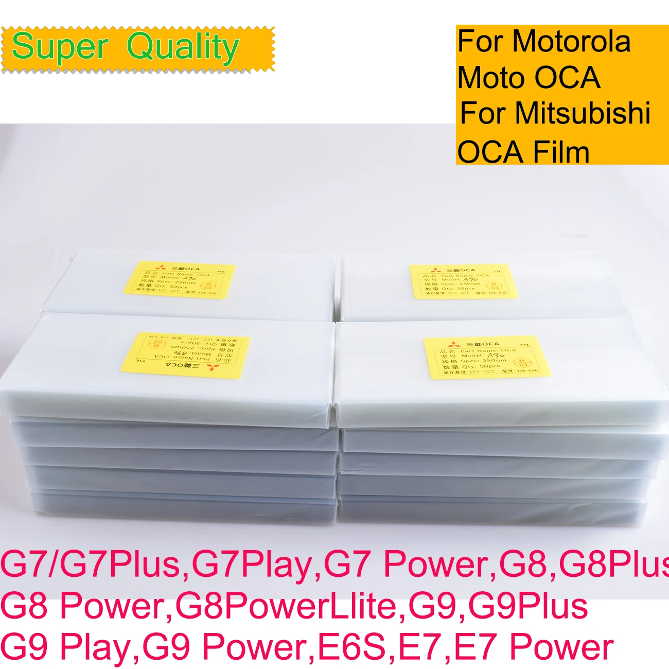 

50Pcs/Lot OCA Optical Clear Adhesive For Motorola Moto G9 Power G8 Plus G7 Play E7 Power For Mitsubishi Film E6S OCA Glue