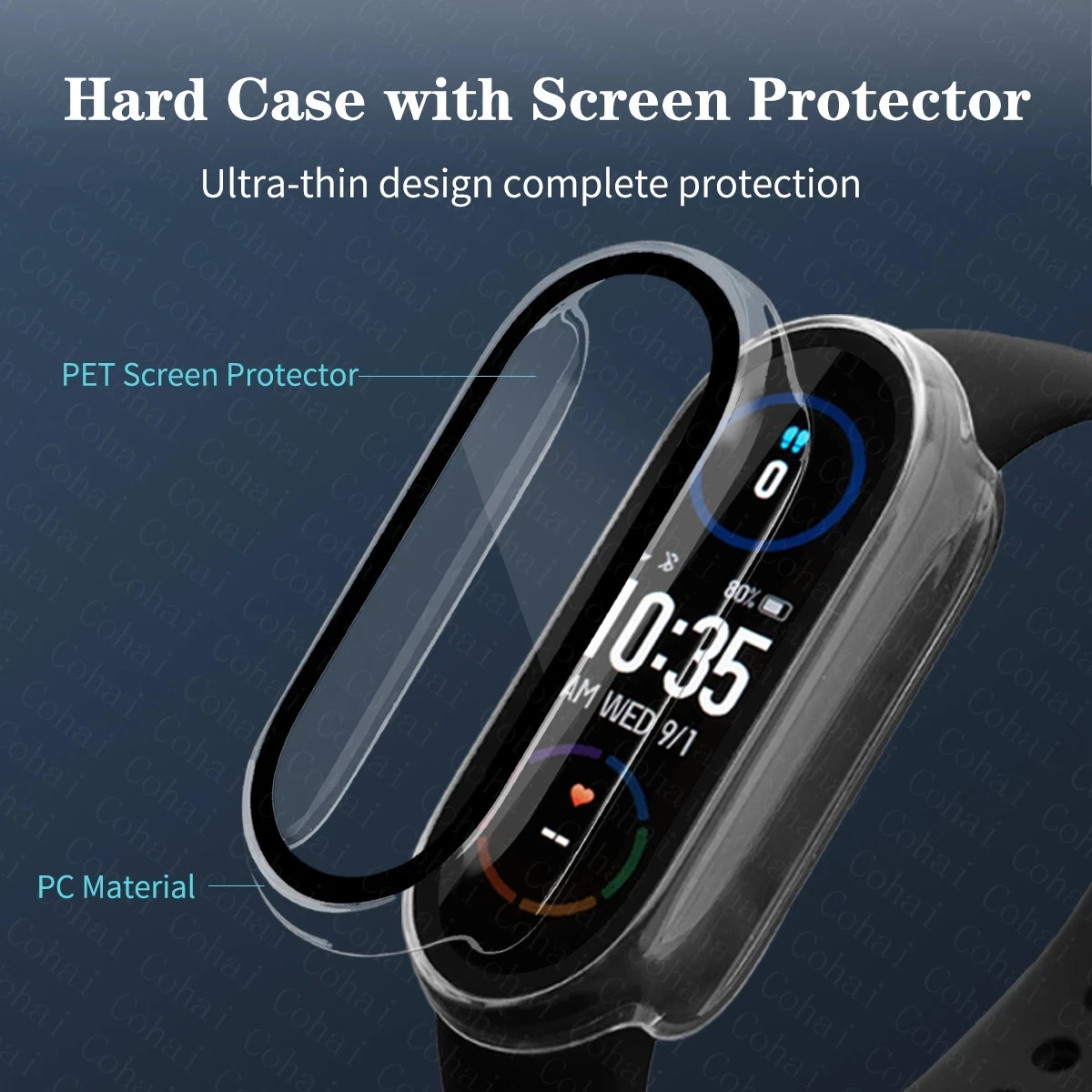 9D Film Glass For Xiaomi Mi band 4 5 6 3 Screen Protector Case+Film For Miband 6 5 Smart Watchband Full Protective Cover Case