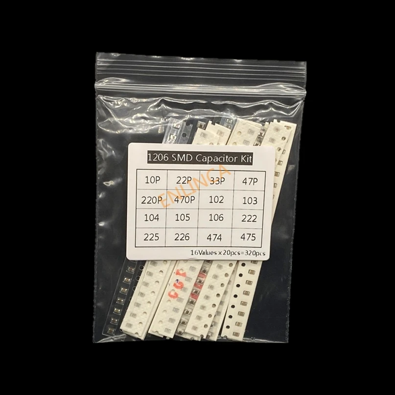 

Free shipping 1206 SMD Capacitor assorted kit ,16values*20pcs=320pcs 10PF-22UF Samples kit