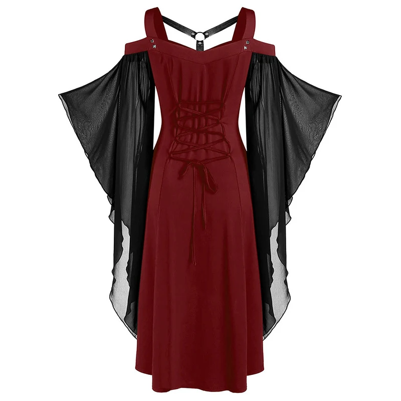 Plus rozmiar średniowieczny Cosplay kostiumy na Halloween dla kobiet karnawał czarownica sukienka w stylu wiktoriańskim kobiety Gothic Retro Court