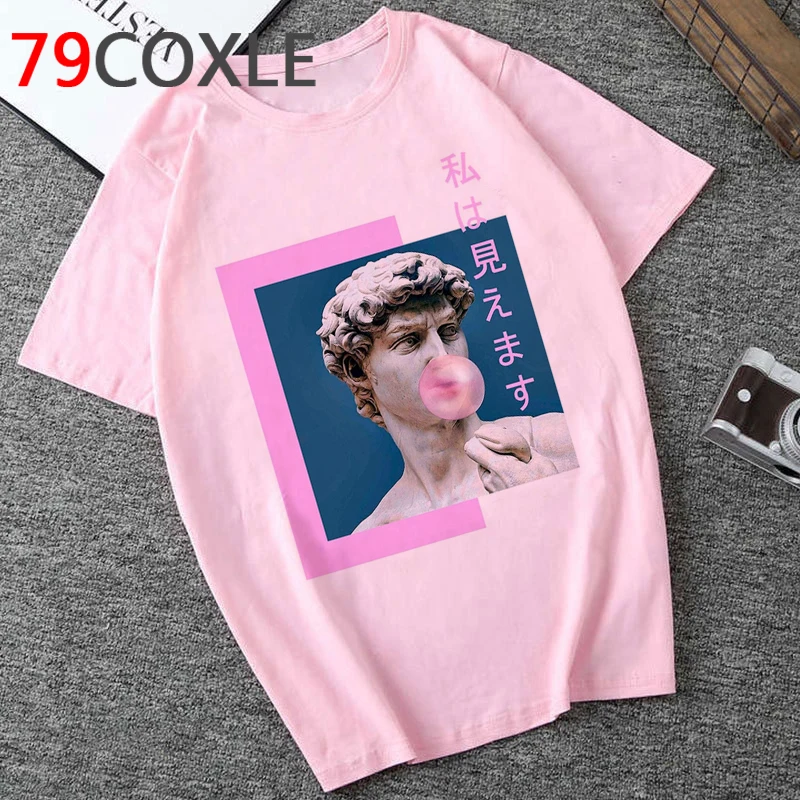 美的vaporwaveおかしい漫画tシャツユニセックスミケランジェロクールtシャツミアウォレスグラフィックtシャツ夏トップtシャツ