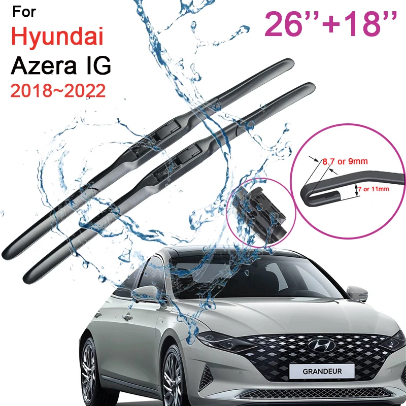 

Car Front Windshield Wiper Blades for Hyundai Grandeur Azera IG 2018~2022 Two Rubber Snow Scraping Silent Accessories Stickers