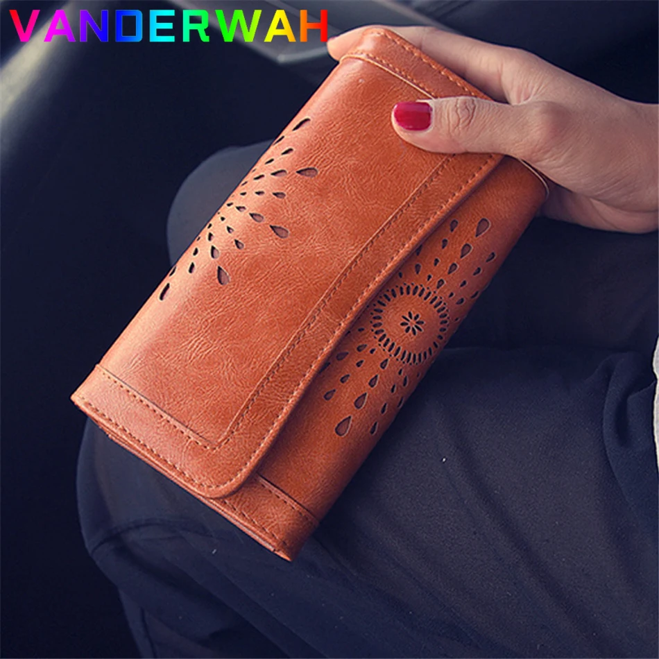 Vintage Long Short Wallet Bag High Quality Leather Purses Retro Card Holder Female Clutch Case for Party Pouch Bag Phone Handbag