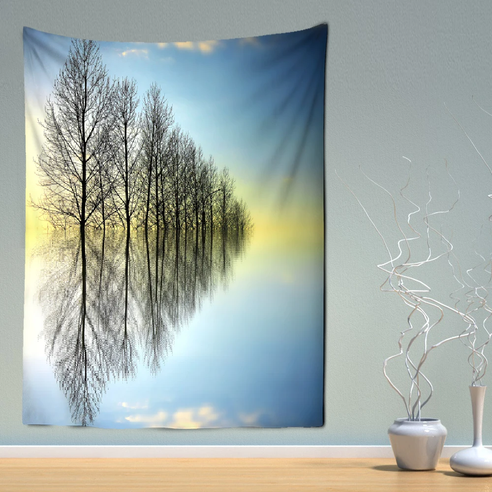 

Natural Forest Landscape Printing Big Tapestry, Tree Reflection, Hippie Wall Hanging, Bohemian Art Decoration, Cheap