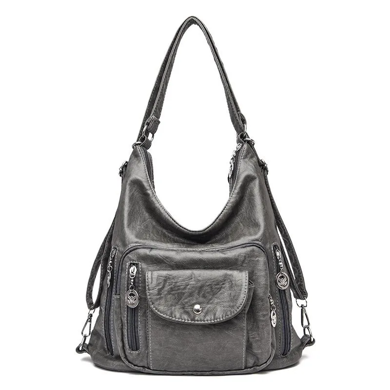 Vintage Frauen Umhängetasche Mode Pu Leder Umhängetasche Designer Geldbörse große Kapazität Handtasche Reisetasche Sack à main – Detail 12