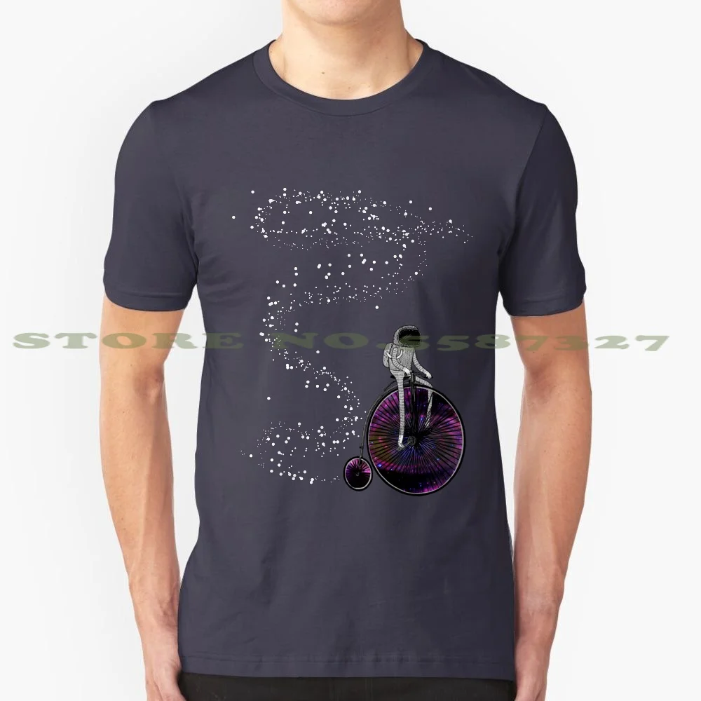 Penny Farthing Space Cycle 100% Cotton T-Shirt Space Cycle Penny Farthing Bicycle Astronaut Stars Galaxy Black Hole Nichole