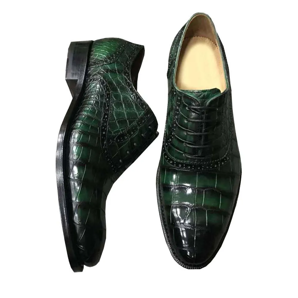 Chue New Men Formal Crocodile Shoes Male Wedding  Business Leisure Real Leather Sole Fashion