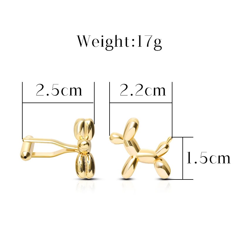 Small And Cute Puppy Balloon Art Fashion Geometric Cufflinks Gold Silver Color Fashion Personality Shirt Dress Cufflinks Jewelry