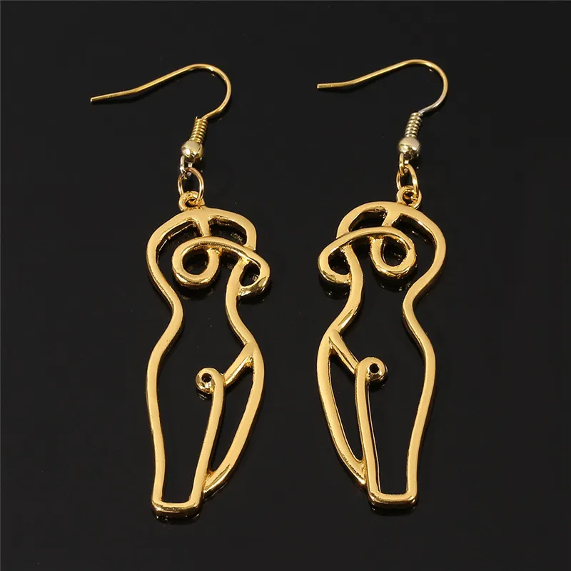 Human Body Line Earrings Women Aesthetic Originality Design Classic Line Hollow Body Earings Fashion Jewelry 2022