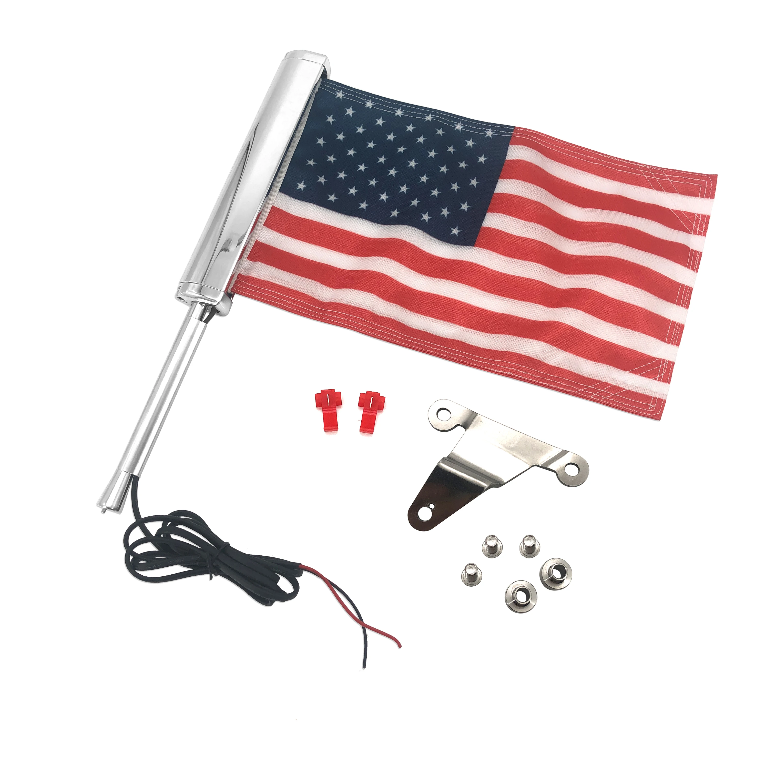 Panical LED Flagpole Set FLAG SET Travel Luggage Mounting Base Chrome Plated with Light For HONDA GOLD WING1800 GL1800 L