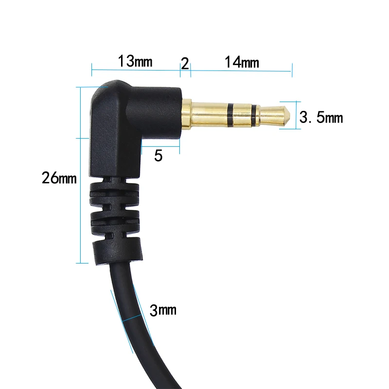 Câble Audio Stéro Mâle à Mâle, Résistant à 90 Coudé, 3 Pôles, AUX, MP3/MP4, pour Voiture, 1m, 2m, 3.5mm