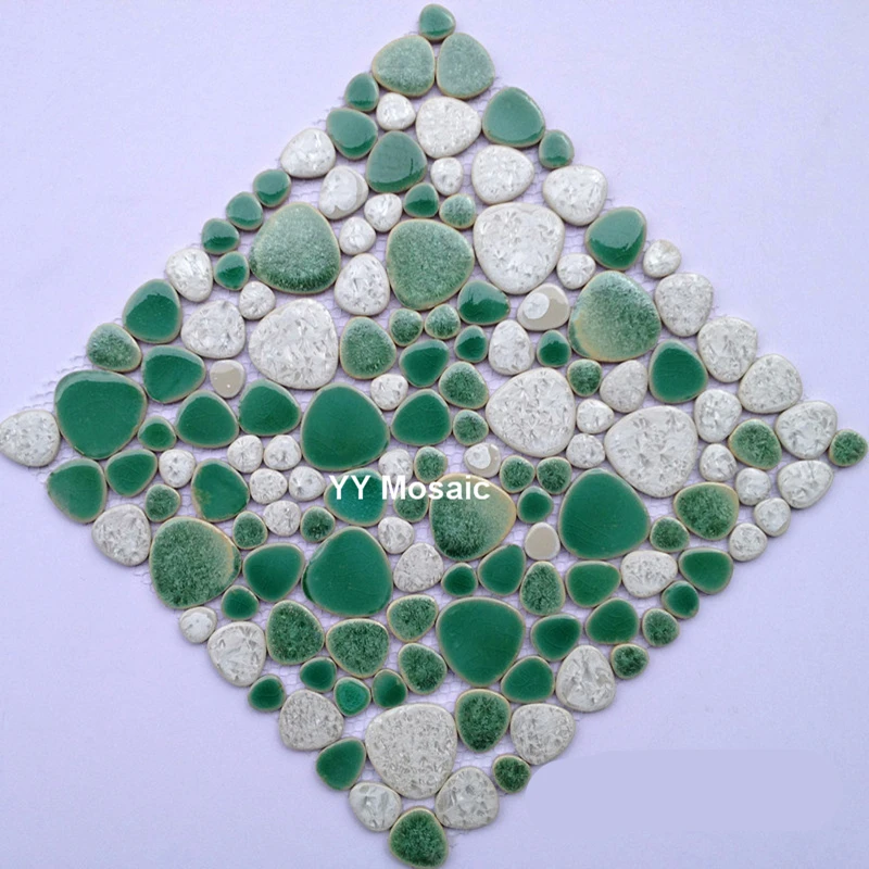 

Green White Fambe Ceramic Mosaic tile for Kithchen Shower Bathroom wall sticker swimming pool garden floor tile DIY