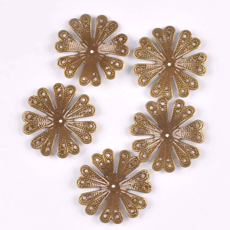 20pcs 40mm silver/gold/bronze Metal Crafts Wraps Filigree Flowers Connectors For Scrapbook DIY Home Decor Handicraft yk0762-2