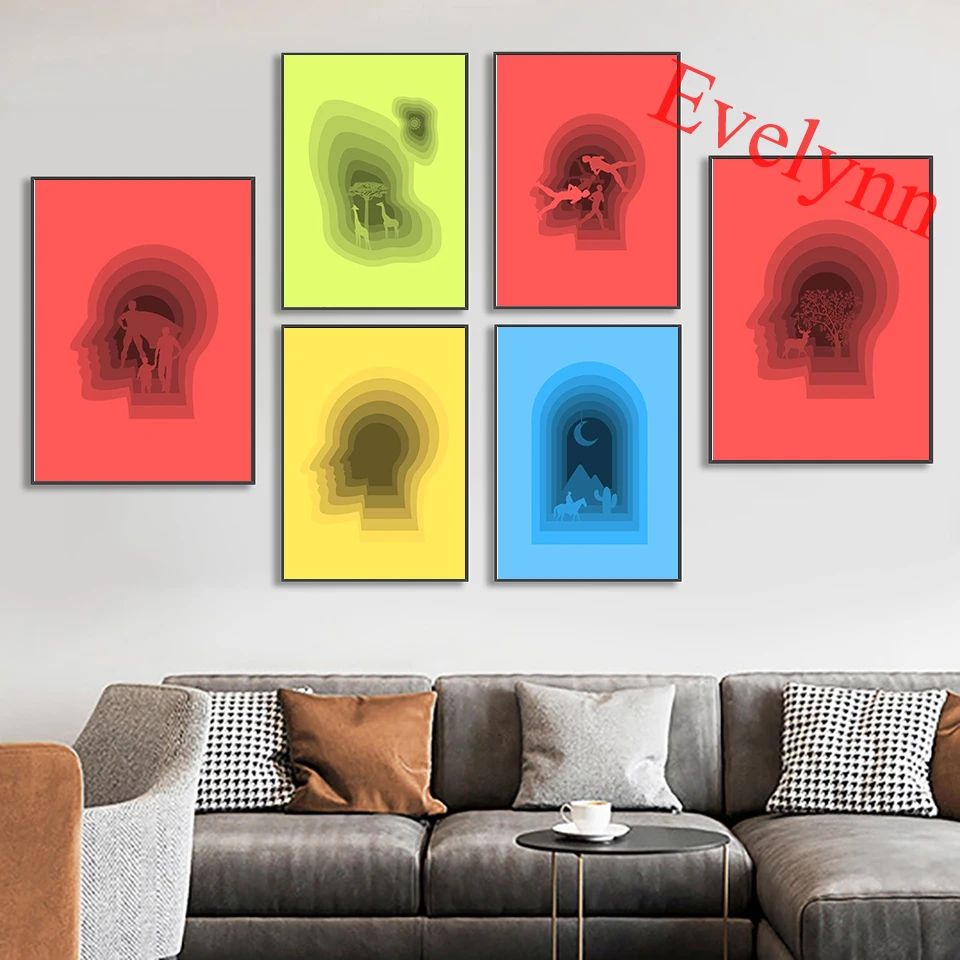 Gradient Psychedelic Posters Animals Entering The Forest Desert Home Decor Canvas Wall Art Prints Living Room Decoration Gift