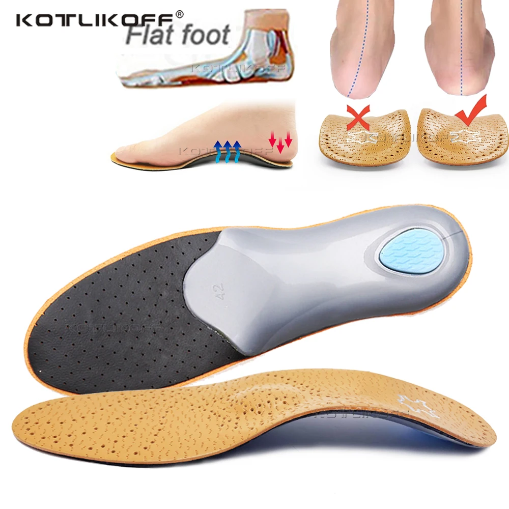 Leather Orthotic Insole For Flat Feet Arch Support Orthopedic Shoes Sole Insoles For Feet Men's Shoes Women Children O/X Leg Pad