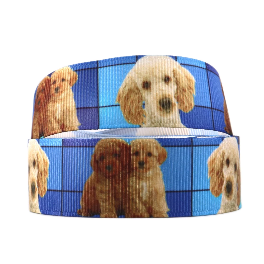 10 Yards Multi Sized Cute Dog Theme Grosgrain Ribbon Puppy Printed Ribbon DIY Hair Bow Gift Wrapping Material,10Yc8621