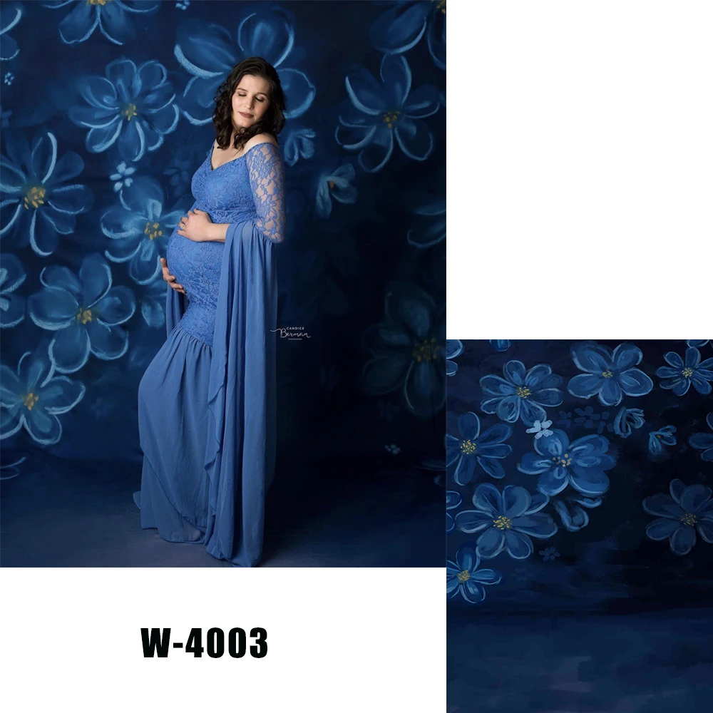 

Photography Backdrop Blue Painting Flowers Background Photo Studio Newborn Baby Portrait Backdrops Photo Shoot Props W-4003