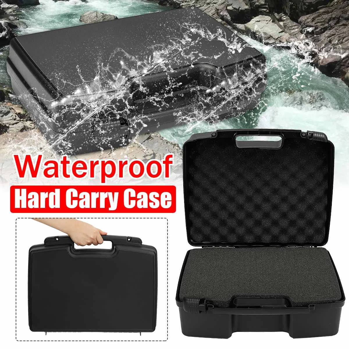 JETEVEVEN Portable Plastic Hard Carry Tool Case Safety Protection Suitcase Equipment Instrument Outdoor Box with Pre-Cut Foam