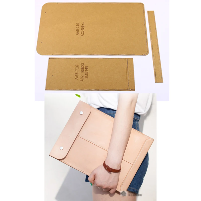 DIY 가죽 공예 봉투 모양 핸드백 500gsm 헤비 웨이트 크래프트 종이 패턴 템플릿 24x31x2cm, 빈 스텐실 템플릿
