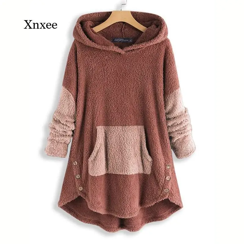 

Women's Hoodie Sweatshirt Winter Long-Sleeved Fashion H Fluffy Sweater Autumn Hooded Fleece Pullover